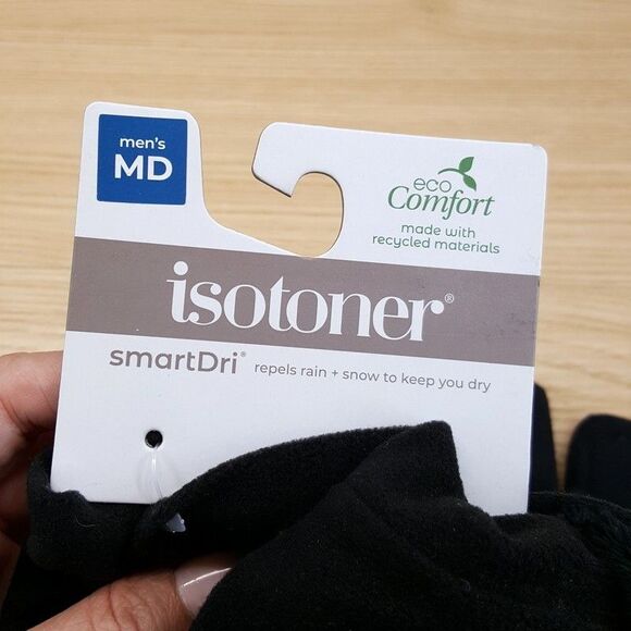 ISOTONER Gloves Mens Medium Black Over the Wrist Lined Touchscreen Water Repel - Picture 3 of 6